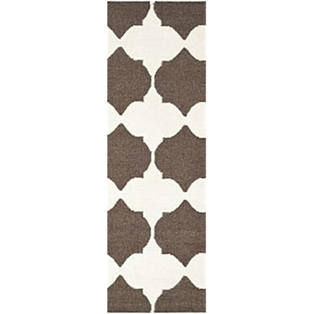 Safavieh 2 Ft. -6 In. X 4 Ft. Runner Contemporary Dhurries- Brown And Ivory- Flatweave Rug DHU624C-24